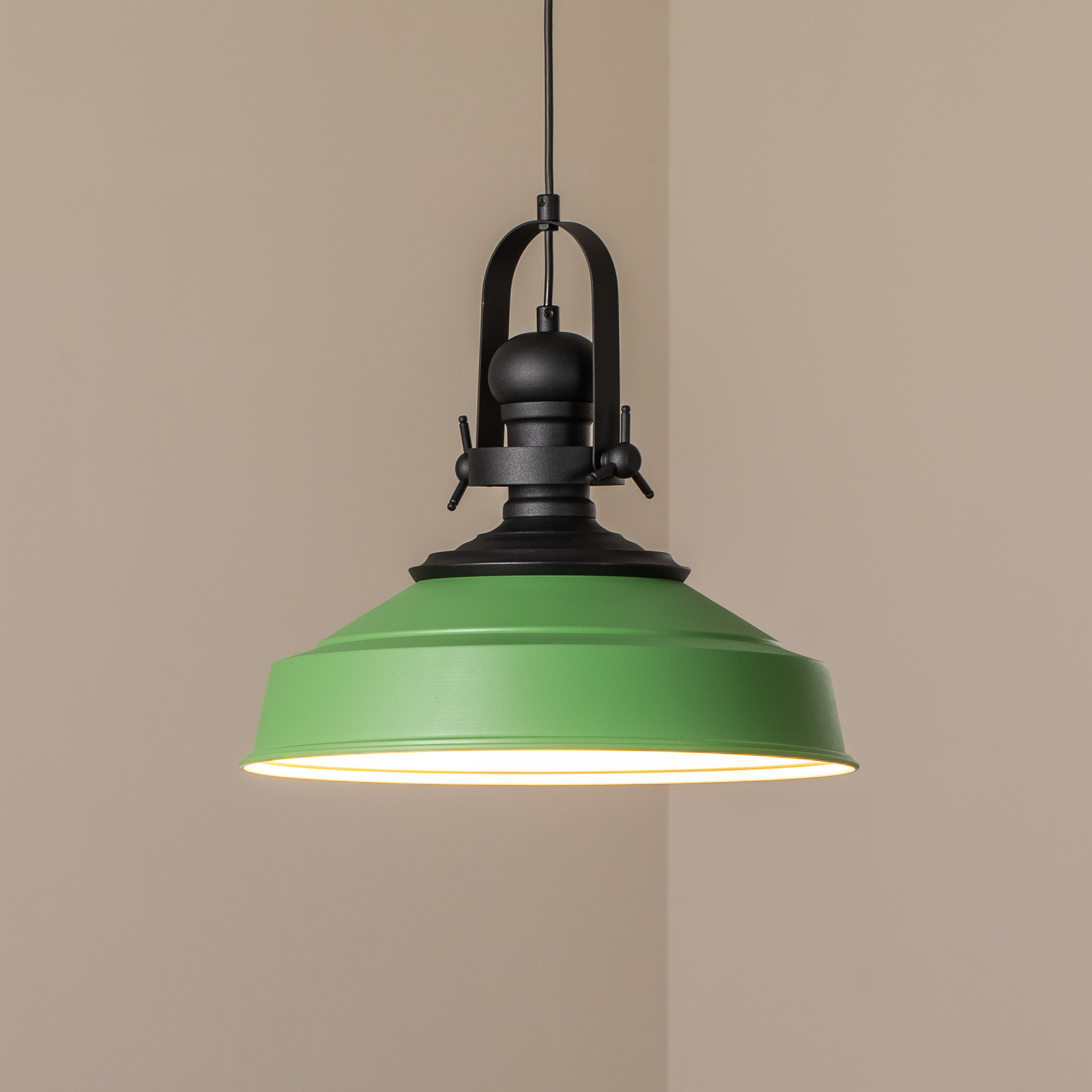Hänglampa Craft, grön, metall, Ø 41 cm, E27